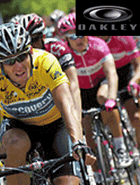 Cycling Star Lance Armstrong. Wearing Oakley with his signature