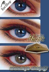 Φακοί επαφής τριμηνιαίοι Adore Eye Art <br/><b>Φακοί επαφής </b>  <br/>Έγχρωμοι μαλακοί φακοί τρι-μηνιαίας   αντικατάστασης. <br/>
              Κάθε κουτί περιέχει 2 φακούς. Υδροφιλία 55%.<br/>
              Η τελευταία   λέξη της τεχνολογίας στους έγχρωμους φακούς επαφής. <br>
              Φακοί με διπλό περίγραμμα για φυσικό βλέμμα και φακοί με τριπλό περίγραμμα για βλέμμα με εντυπωσιακή λάμψη.
              Ειδική σειρά Adore Dare για πολύ δυναμικό και έντονοαποτέλεσμα<br>
              Τολμήστε τους...
              <br>
              Α gracious   collection of 7 bi-tone and 7 tri-tone colors, blended to reveal a   gorgeous and an elegantly striking eye-color change that is in absolute   harmony with dark and light eyes.<br>
              Δείτε όλα τα
              χρώματα μόνο στο Eye-Shop.