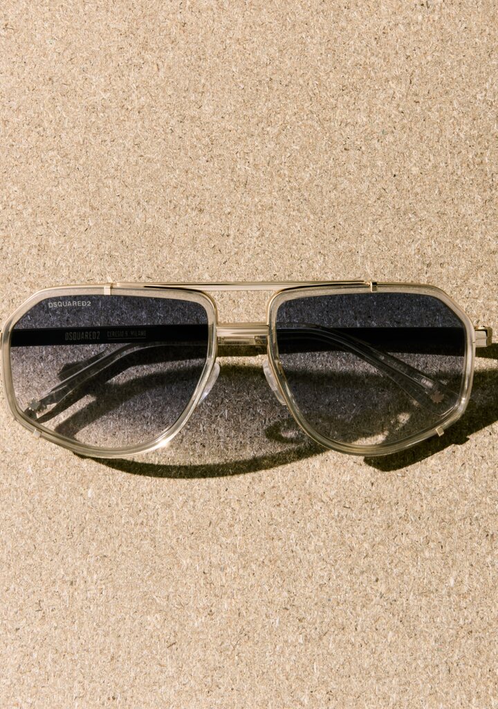 Dsquared2 — τετράγωνα γυαλιά ηλίου με acetate σκελετό, campaign 2026, Eye-Shop