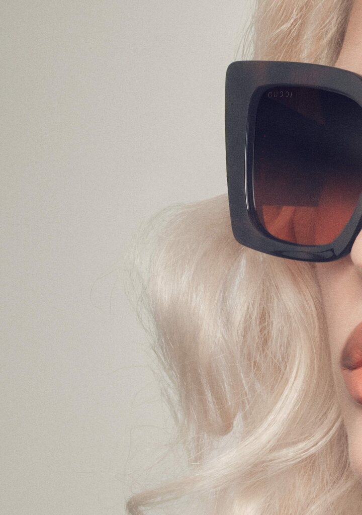Gucci γυαλιά ηλίου face-focused — Italian luxury close-up