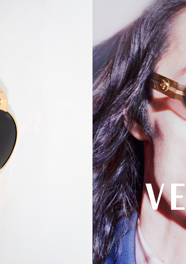 Versace VE2301 — στρογγυλά γυαλιά ηλίου με χρυσές λεπτομέρειες, νέα συλλογή 2026