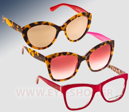 Animal prints παντού. Η νεά συλλογή γυαλιών ηλίου Dolce Gabbana έχει έντονο το στοιχείο των Animal prints. Εντυπωσιακά και glamorous τα νέα σχέδια γυαλιών ηλίου συναρπάζουν και προκαλούν. Συνδυάζονται με εσωτερικό χρώμα σε έντονο κίτρινο ή φούξια.