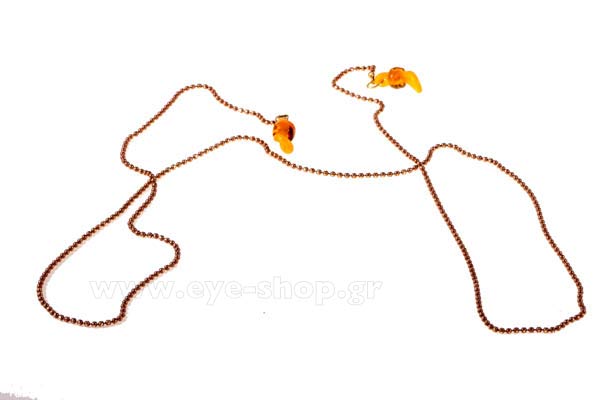 Αξεσουάρ γυαλιών - κορδόνια  Grippy ThinChain-round brown gold copper Τιμή: 12,00